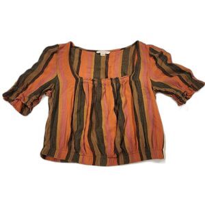 American Eagle Outfitters Women multi-color Blouse Small Bohemian Stripped Puffy